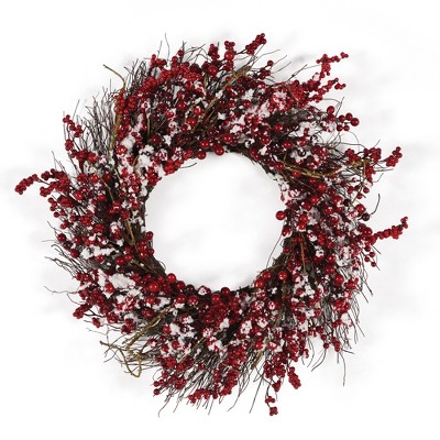 Plum & Post Snowy Ilex Berry Wreath 24"