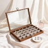 30-Grid Wooden Jewelry Tray with Clear Lid, Vintage Style Display Case for Rings & Earrings - 3 of 4