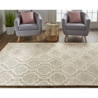 Belfort Beige Wool Trellis & Lattice Area Rug