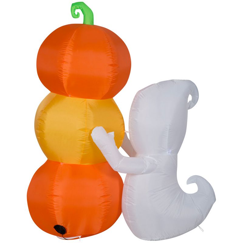 Gemmy Airblown Inflatable Ghost w/Pumpkin Stack Scene, 5 ft Tall, Multi, 4 of 5