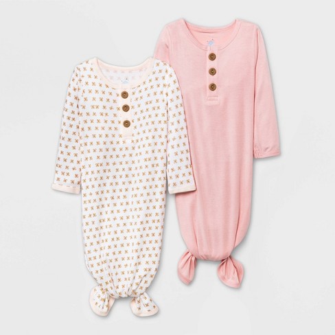 Baby Girls 2pk Modal Blend Tie Nightgown Cloud Island Pink 0