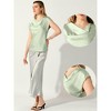 Allegra K Women's Cowl Neck Short Sleeve Dressy Casual Satin Top - 2 of 4