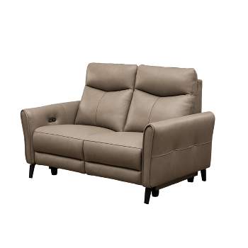 Marley Leather Power Recliner Sofa Loveseat with Power Headrests Beige - Abbyson Living