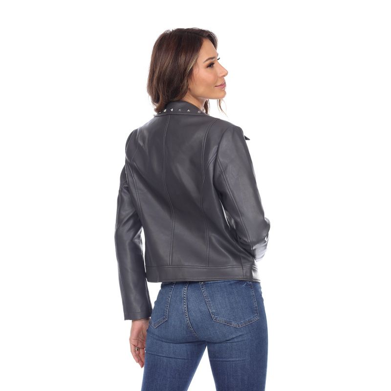 Women's PU Faux Leather Jacket - White Mark, 4 of 5