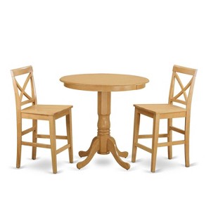 HomeStock 3-Pc Natural Oak Finish Solid Wood Top - Dining Room Set - Seats 4 - 1 of 4