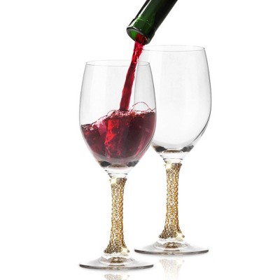 Red & Gold Shimmerin' Long Stem Red Wine Glass – Shimmerin' Sparkleware