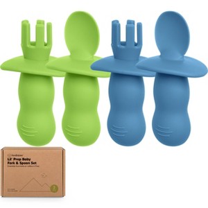 4-Pack Prep Baby Spoons & Forks Set, Self Feeding Baby Utensils 6-18 Months, Silicone BLW Baby Feeding Set, BPA-Free - 1 of 4