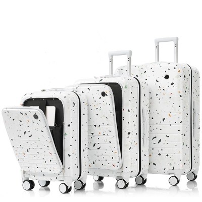 YONWAY  3 Piece Luggage Set, with Cup Holder, ABS+PC Hardside Luggage Sets , with TSA Lock & Spinner Wheels