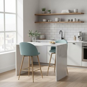 Homy Casa Set of 2 Modern Upholstered Counter Height Bar Stools with Metal Legs - 1 of 4