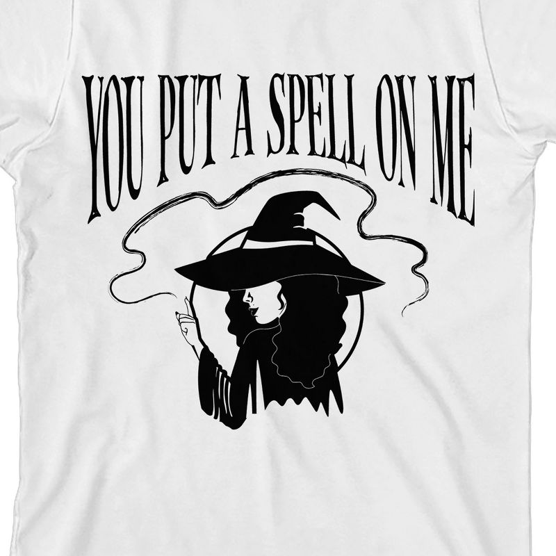 Kids Halloween Side Profile Witch "You Put A Spell On Me" Unisex Youth White Short Sleeve Crew Neck Tee, 2 of 4