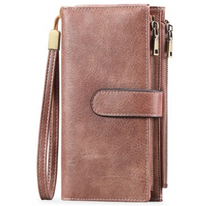 BEAFUP Womens Wallets,Large Capacity Credit Card Holder RFID,Wallet Women Double Zipper Pocket Leather Bifold Ladies Wristlet Clutch Wallet - 1 of 4