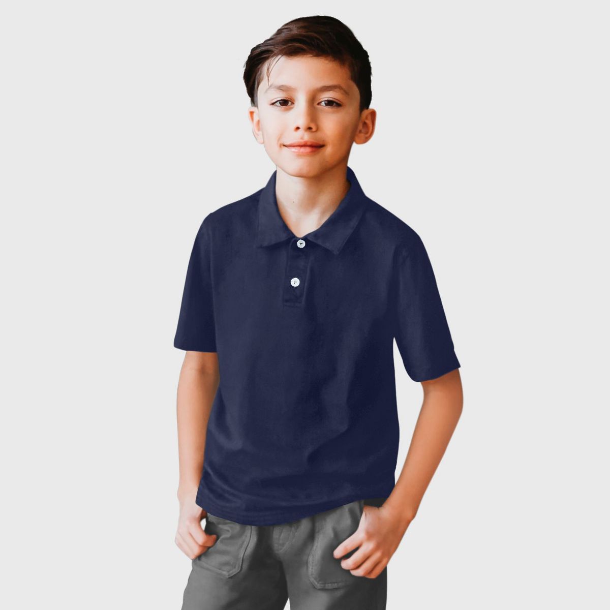 City Threads Boys Soft Cotton Jersey 2-Button Short Sleeve Polo Shirt