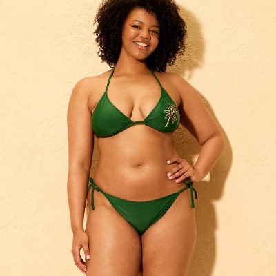 Shade & Shore Women's Side-Tie High Leg Cheeky Coverage Bikini Bottom - Shade & Shore™ Green M — фото 4
