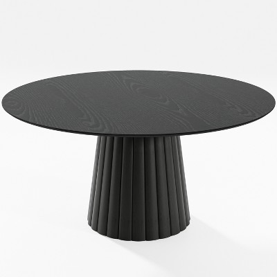 Dovelina Black Round Dining Table Artificial Wood Dining Room Table Personalized Dining Table with Designer Table Base