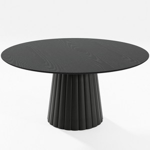Dovelina Black Round Dining Table Artificial Wood Dining Room Table Personalized Dining Table with Designer Table Base - 1 of 4