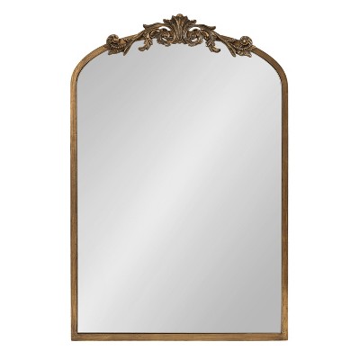 Gold Arched Wall Mounted Vintage Jewelry Cabinet with Mirror