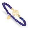 Chisel Stainless Steel Polished Yellow IP-plated Tree of Life 4mm Blue Jade Beaded Stretch Bracelet - 2 of 4