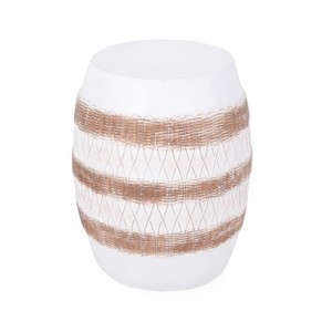 Syemin Patio End Table, Decorative Unique Design Coffee Table for Drinks, Plants and Accessories, White, 15.5"*15.5"*19.25" - 1 of 4