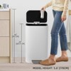 Slim Bathroom Trash Can, Stainless Steel Step-On Garbage Bin with Soft-Close Lid & Removable Inner Bucket, Narrow Recycle Bin for Kitchen必填 - 3 of 4