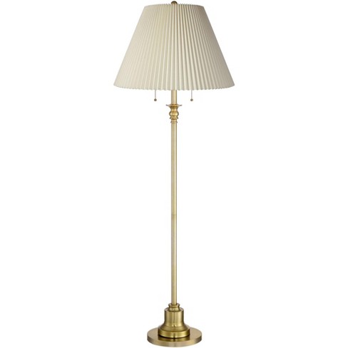 360 Lighting Spenser Retro Art Deco 58 Tall Floor Lamp Brushed Antique  Brass Beige Fabric Pleated Empire Shade for Living Room Bedroom