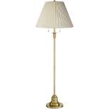 360 Lighting Spenser Retro Art Deco 58" Tall Floor Lamp Brushed Antique Brass Beige Fabric Pleated Empire Shade for Living Room Bedroom