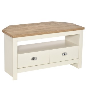 Dexmalle Corner TV Console Stand with Drawers and Open Storage,White - 1 of 4