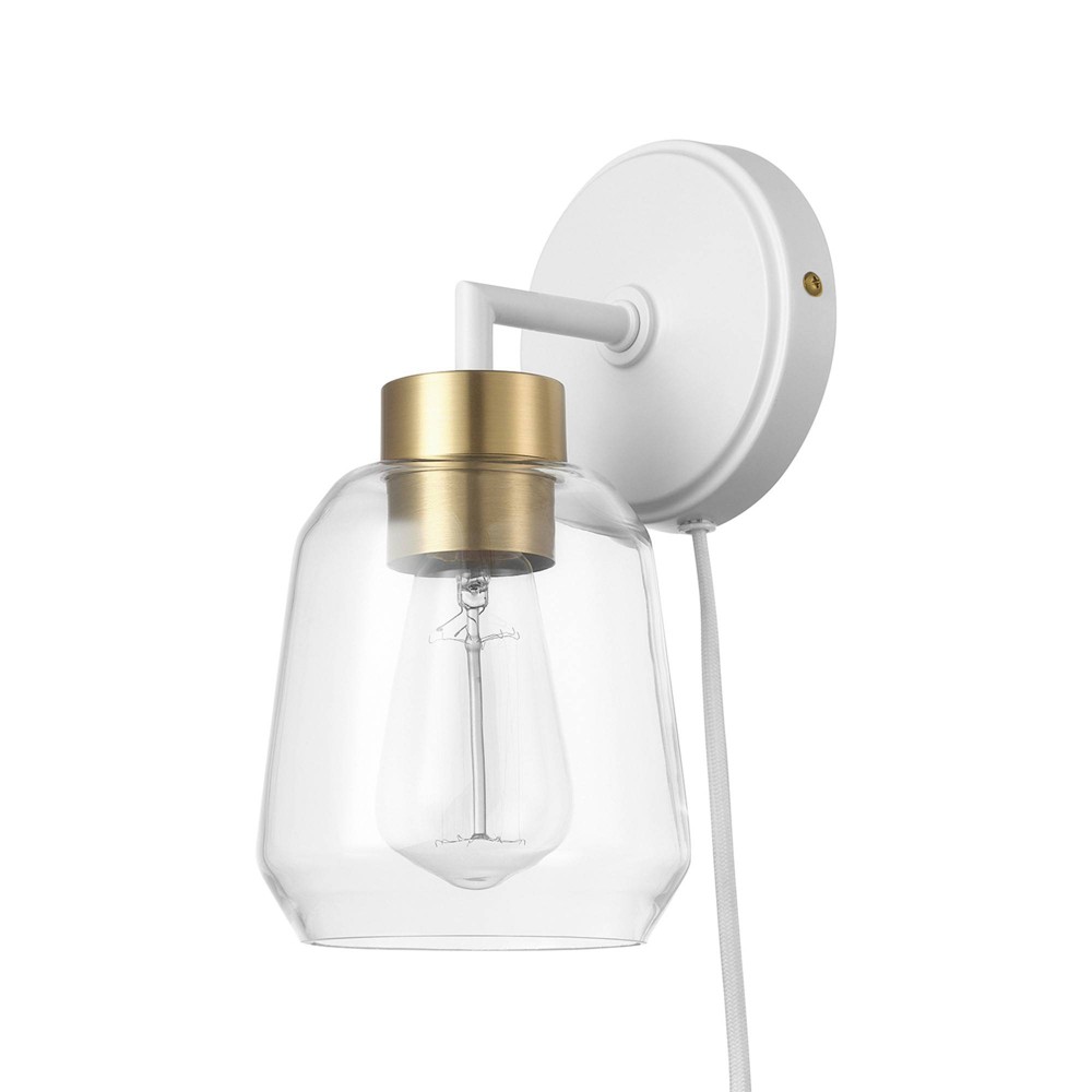 Photos - Chandelier / Lamp Novogratz X Globe Avery 1-Light Matte White Plug-In or Hardwire Wall Sconc