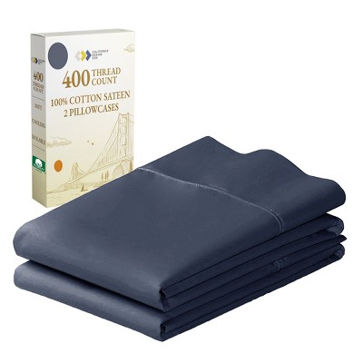 400 Thread Count Pillowcases, 100% Cotton Sateen, Soft & Cooling by California Design Den