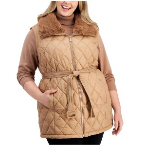 Calvin Klein Womens Quilt Faux Fur Vest - 1 of 1