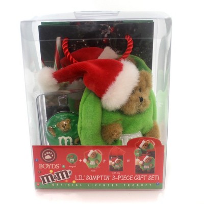 Boyds Bears Plush 4.0 Inch Lil' Sumptin' St/3 Green M & M Santa Plush Figurines