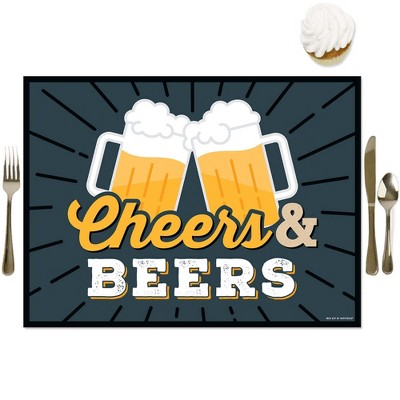 Big Dot of Happiness Cheers and Beers Happy Birthday - Party Table Decorations - Birthday Party Placemats - Set of 16