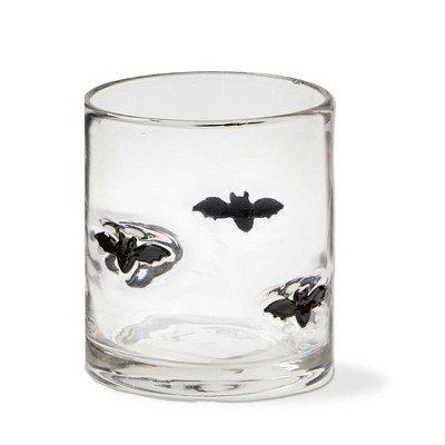 Tag Spooky Bat Double Old Fashioned Glasses 14oz Drinkware Set Black Hand Wash Everyday Use 3.5in x 3.5in x 3.75in