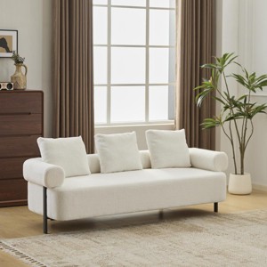 Accent Sofa Couch Modern Rolled Armrests with 3 Plush Pillows for Living Room 78-Inch - 3irtyhousy - 1 of 4