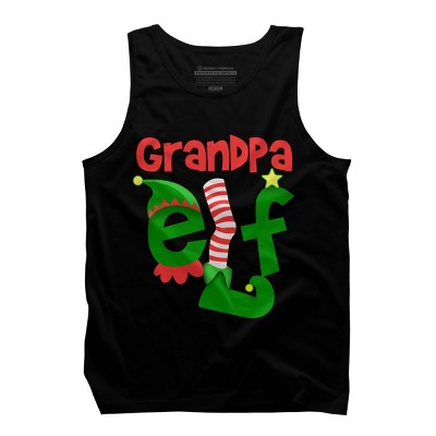 Men's Design By Humans Grandpa Elf Christmas By personalized Tank Top