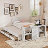 Twin Size Wood Platform Bed with Built-in Trundle, Desk and Storage Shelf - 2 of 4