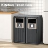 CAVINAS Dual Compartment Outdoor Trash Can, 2x80L Wood-Design Recycling Bin with Weatherproof Lids & Drainage Tray - 2 of 4
