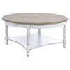 Galano Marcello 34.6 in. Round Solid Wood Top Coffee Table in White and Oak, White, Oak - 3 of 4