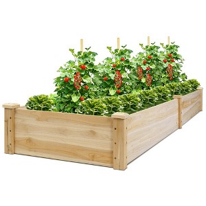 Costway Wooden Vegetable Raised Garden Bed Backyard Patio Grow Flowers Planter - 1 of 4