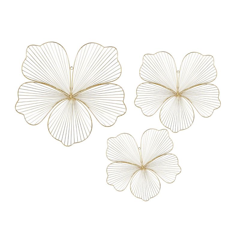 Metal Floral Wall Decor Set of 3 Gold - CosmoLiving by Cosmopolitan, 1 of 6