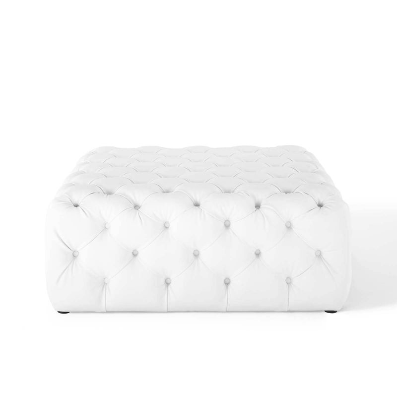Amour Tufted Button Large Square Faux Leather Ottoman White - Modway, 5 of 9