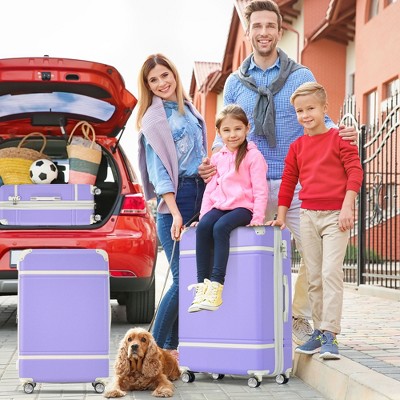 FURNIinspire Bag And Luggage Sets Luggage Sets 3 Pieces Luggage And Cosmetic Case Spinner Suitcase With TSA Lock Lightweight, Purple, 20" 24"
