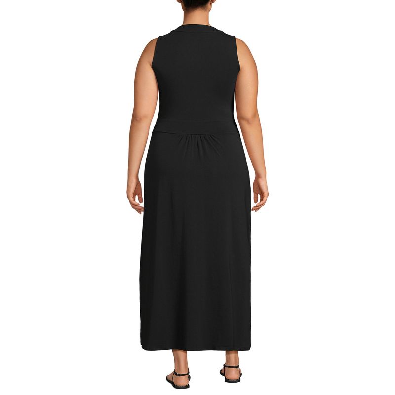 Lands' End Women's Light Weight Cotton Modal Sleeveless Surplice Maxi Dress, 2 of 4