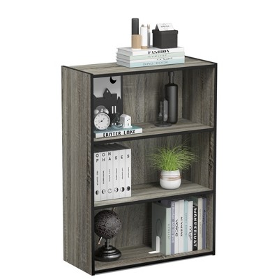 French Oak Gray 3-Tier Engineered Wood Bookcase