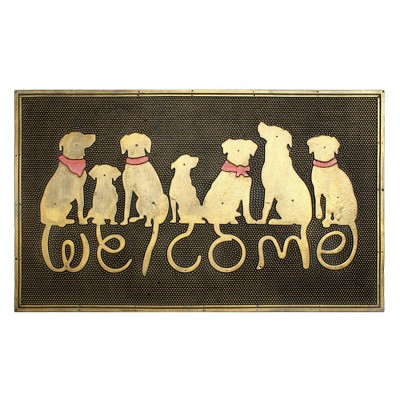 Raj 1'6" x 2'6" Molded Dog Welcome Rubber Doormat Black/Gold