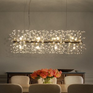LLHZSY 12-Light Luxury Crystal Dandelion Chandelier 35 7/16" Linear Pendant Light Fixture for Living Room, Kitchen Island, Dining Room - Gold/Chrome - 1 of 4