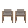 Outdoor Dining Chairs Set of 2, Acacia Wood Patio Chairs with Arm Upholstered Cushion for Balcony, Patio Dining Room-Tanpinhause - 3 of 4