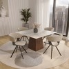 LeisureMod Upholstered Dining Chair in Leather/Velvet Poplar Wood Frame Nymia Series - 3 of 4