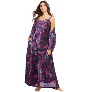 Amoureuse The Luxe Satin Long Peignoir Set - 1 of 4