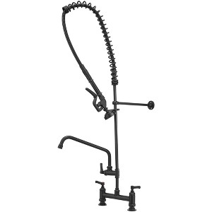 BWE Pull-Down Two-Handle Deck Flush Spray Kitchen Faucet with 12" Additional Swivel Spout - 1 of 4
