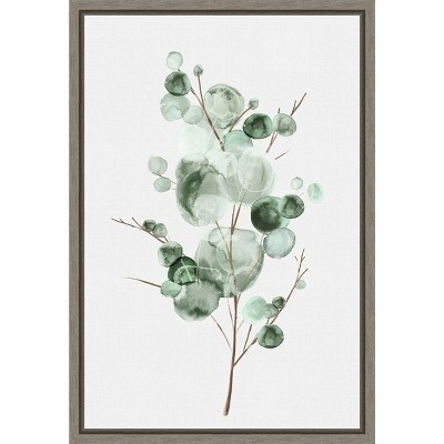 Eva Watts Green Eucalyptus Watercolor Canvas Print with Frame